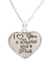 adorable teensy silver I Love You a Bushel and a Peck charm baby necklace 